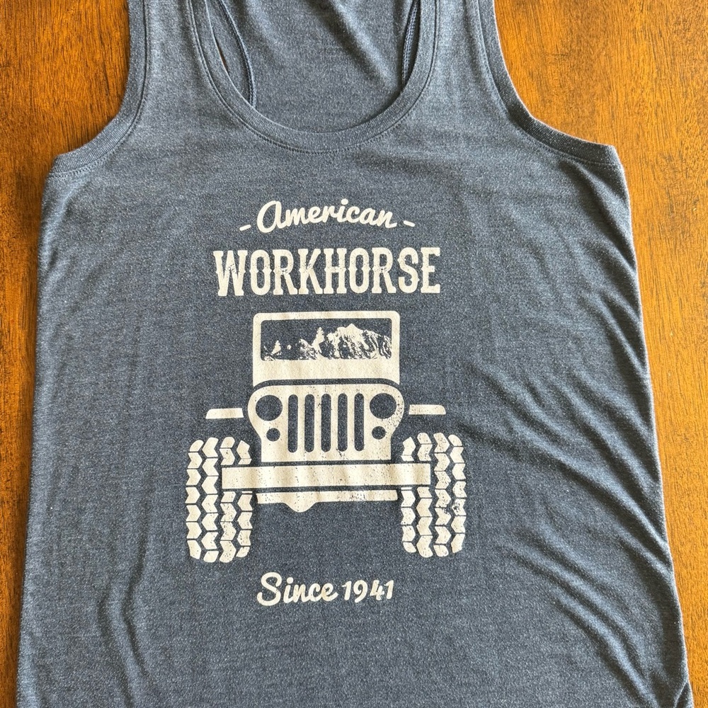 Nine Line Apparel American Workhorse Jeep tank top heather blue